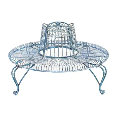 Safavieh Ally Wrought Iron Tree Bench In Blue