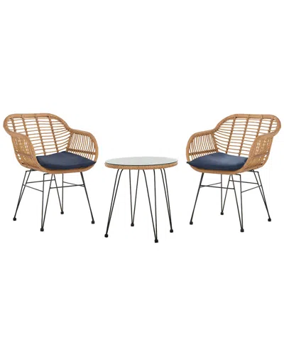 Safavieh Alton Outdoor 3pc Lounge Set In Brown