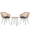 Safavieh Alton Outdoor 3pc Lounge Set In Natural/navy