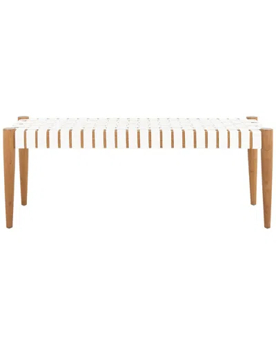 Safavieh Amalia Leather Weave Bench In White
