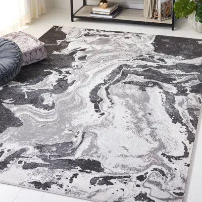 Safavieh Amelia Machine Made Area Rug, Charcoal / Grey Contemporary Style Easy Care In Gray