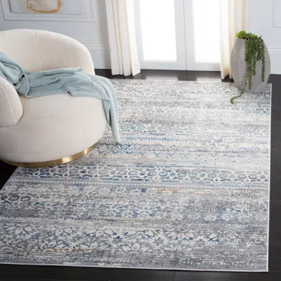 Safavieh Amelia Machine Made Area Rug, Grey / Blue Transitional Style Easy Care In Gray