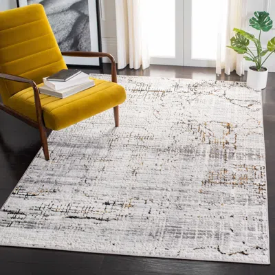 Safavieh Amelia Machine Made Area Rug, Grey / Gold Contemporary Style Easy Care In Gray