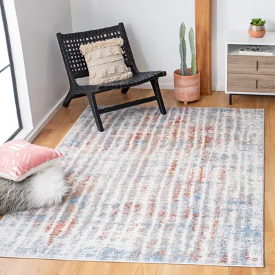 Safavieh Amelia Machine Made Area Rug, Grey / Rust Contemporary Style Easy Care In Neutral