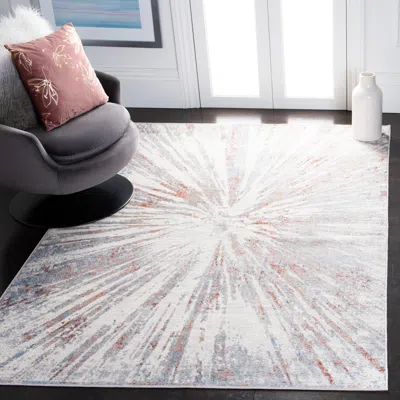 Safavieh Amelia Machine Made Area Rug, Grey / Rust Contemporary Style Easy Care In Gray