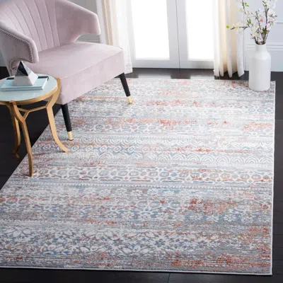 Safavieh Amelia Machine Made Area Rug, Grey / Rust Transitional Style Easy Care In Multi
