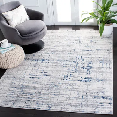Safavieh Amelia Machine Made Area Rug, Ivory / Blue Contemporary Style Easy Care