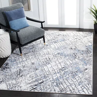 Safavieh Amelia Machine Made Area Rug, Ivory / Grey Contemporary Style Easy Care In Blue