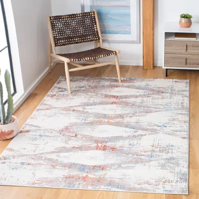 Safavieh Amelia Machine Made Area Rug, Ivory / Rust Contemporary Style Easy Care In Gray