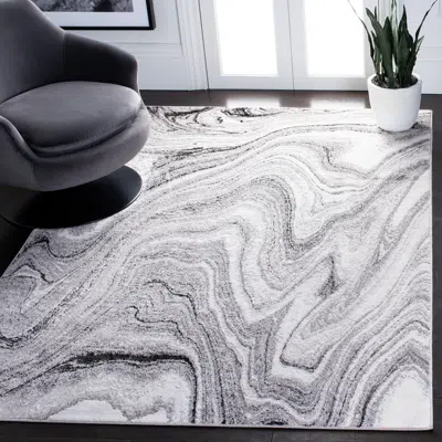 Safavieh Amelia Machine Made Area Rug, Light Grey / Ivory Contemporary Style Easy Care In Gray