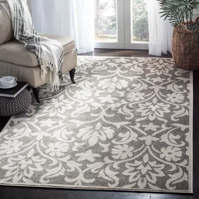 Safavieh Amherst Machine Made Area Rug, Dark Grey / Beige Traditional Style Easy Care In Gray