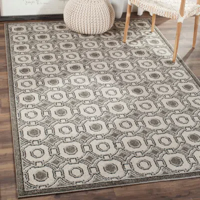 Safavieh Amherst Machine Made Area Rug, Ivory / Grey Contemporary Style Easy Care In Gray