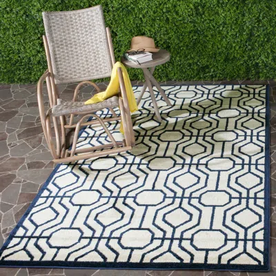 Safavieh Amherst Machine Made Area Rug, Ivory / Navy Contemporary Style Easy Care
