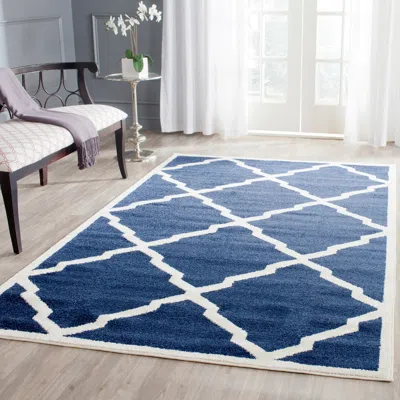 Safavieh Amherst Machine Made Area Rug, Navy / Beige Contemporary Style Easy Care
