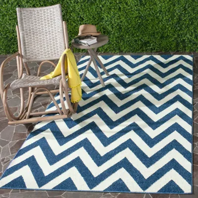 Safavieh Amherst Machine Made Area Rug, Navy / Beige Contemporary Style Easy Care
