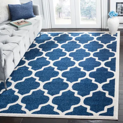 Safavieh Amherst Machine Made Area Rug, Navy / Beige Contemporary Style Easy Care