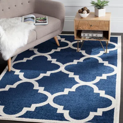Safavieh Amherst Machine Made Area Rug, Navy / Beige Contemporary Style Easy Care