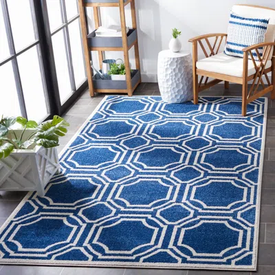 Safavieh Amherst Machine Made Area Rug, Navy / Ivory Contemporary Style Easy Care
