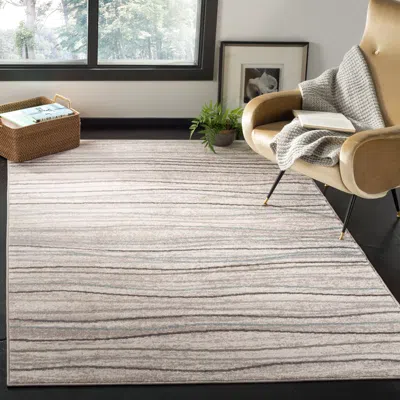 Safavieh Amsterdam Machine Made Area Rug, Cream / Beige Contemporary Style Easy Care In Gray