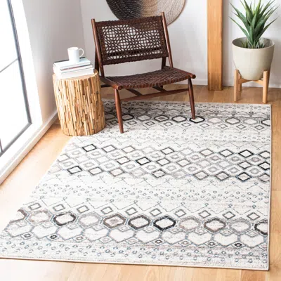 Safavieh Amsterdam Machine Made Area Rug, Ivory / Grey Bohemian Style Easy Care In Gray