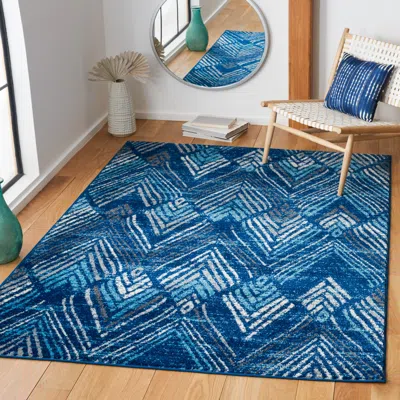 Safavieh Amsterdam Machine Made Area Rug, Navy / Aqua Contemporary Style Easy Care
