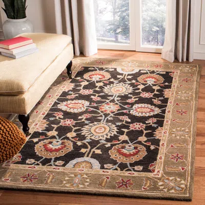Safavieh Anatolia Hand Made Area Rug, Black / Green Traditional Style Non-shedding In Multi
