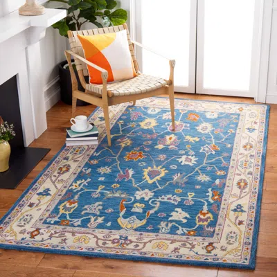 Safavieh Anatolia Hand Made Area Rug, Blue / Ivory Traditional Style Non-shedding In Multi