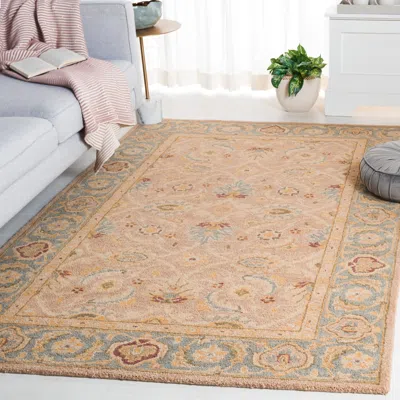 Safavieh Anatolia Hand Made Area Rug, Brown / Blue Traditional Style Non-shedding In Neutral