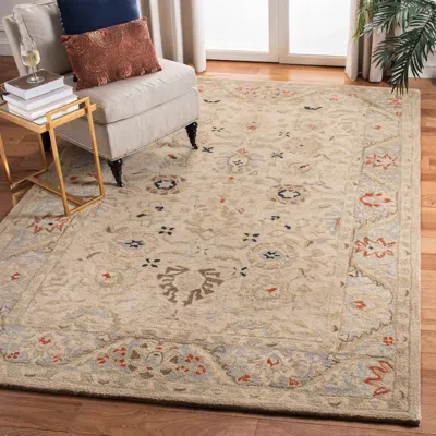 Safavieh Anatolia Hand Made Area Rug, Natural / Soft Turquoise Traditional Style Non-shedding In Neutral