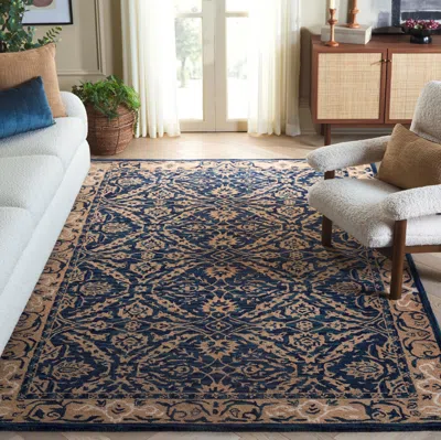 Safavieh Anatolia Hand Made Area Rug, Navy / Ivory Traditional Style Non-shedding In Blue