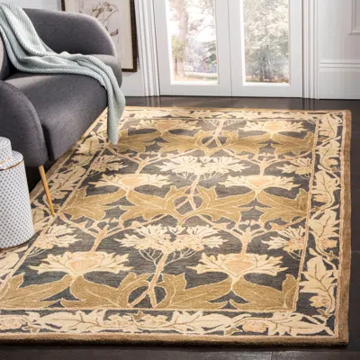 Safavieh Anatolia Hand Made Area Rug, Navy / Sage Traditional Style Non-shedding