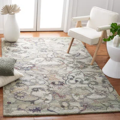 Safavieh Anatolia Hand Made Area Rug, Sage / Beige Traditional Style Non-shedding In Gray