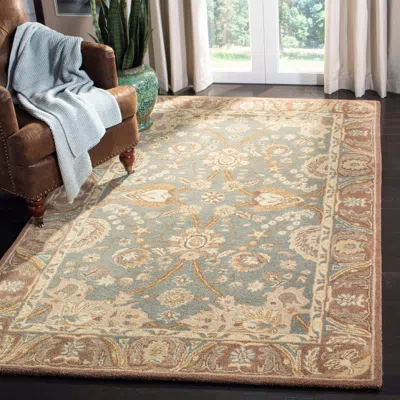 Safavieh Anatolia Hand Made Area Rug, Teal / Camel Traditional Style Non-shedding