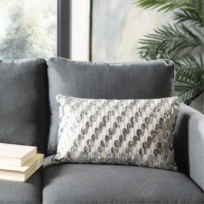 Safavieh Angelien Cotton Throw Pillow In Silver