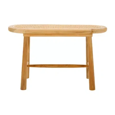 Safavieh Anikka Wooden Rattan Bench In Pink