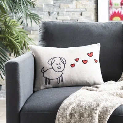 Safavieh Animal Love Puppy Love Throw Pillow In White