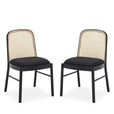 Safavieh Annmarie Rattan Back Chairs, Set Of 2 In Black