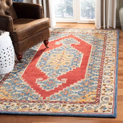 Safavieh Antiquity Hand Made Area Rug, Blue / Red Traditional Style Non-shedding In Multi