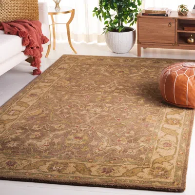 Safavieh Antiquity Hand Made Area Rug, Brown / Gold Traditional Style Non-shedding