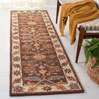 Safavieh Antiquity Hand Made Area Rug, Dark Brown / Ivory Solid / Tonal Style Non-shedding