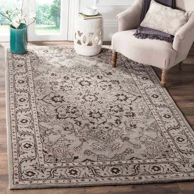 Safavieh Antiquity Hand Made Area Rug, Grey / Beige Traditional Style Non-shedding In Gray