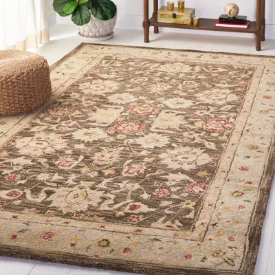 Safavieh Antiquity Hand Made Area Rug, Olive Grey / Beige Traditional Style Non-shedding