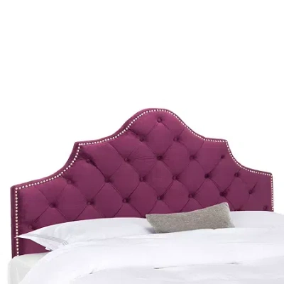 Safavieh Arebelle Upholstered Tufted Nailhead Trim Headboard In Purple