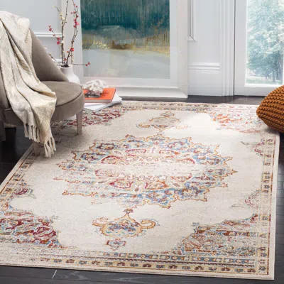 Safavieh Aria Machine Made Area Rug, Creme / Red Traditional Style Easy Care