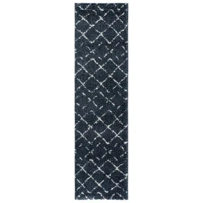 Safavieh Arizona Shag Performance Abstract Indoor Rug In Slate Blue,ivory