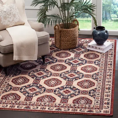 Safavieh Artisan Machine Made Area Rug, Navy / Rust Traditional Style Easy Care In Brown