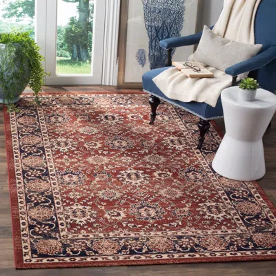 Safavieh Artisan Machine Made Area Rug, Rust / Navy Traditional Style Easy Care In Red