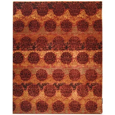Safavieh Asian Fusion Hand Knotted Wool Pile Ikat Rug In Orange