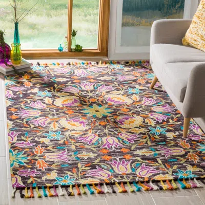 Safavieh Aspen Hand Made Area Rug, Black / Purple Bohemian Style Non-shedding In Multi