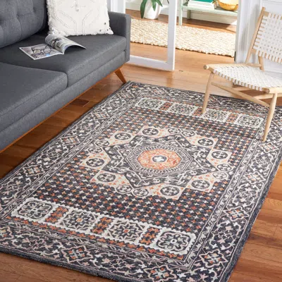 Safavieh Aspen Hand Made Area Rug, Black / Rust Traditional Style Non-shedding In Blue